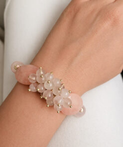 Bracciale con Quarzo Rosa e Giada Rosa Ovale