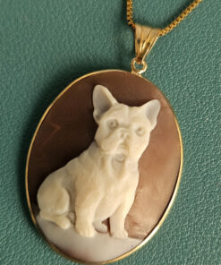 Alternative view of Shell Italian French Bulldog Cameo Pendant