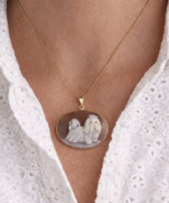 Ciondolo in Argento 925 Placcato Oro con Cammeo maltese Autentico di Torre del Greco