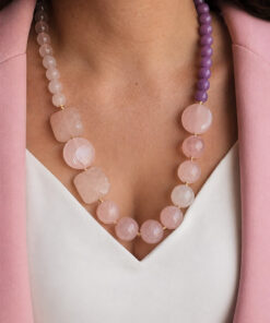 Collana Decollete con Giada Kunzite e Quarzo Rosa
