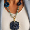 Collana Decollete con Occhio di Tigre Blu, Larimar e Ciondolo Giada Blu