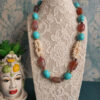Collana Decolletè con Pasta di Turchese, Agata Striata e Corallo
