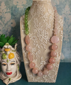 Alternative view of Collana Decollete con Peridoto e Quarzo Rosa