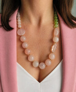 Collana Decollete con Peridoto e Quarzo Rosa