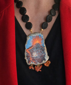 Collana Decollete con Pietra Lavica e Mattonella ETNA
