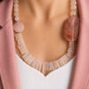 Collana Decollete con Quarzo Rosa e Agata naturale rosa