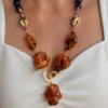 Collana Decollete in Argento 925 Placcato Oro con Ametista e Ambra del Baltico