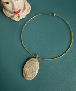 Alternative view of Rigid Necklace with Grey Ceramic Oval Cameo
