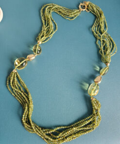 Alternative view of Statement Necklace with Peridot and Green Amber