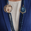 Collana Siciliana con Apatite, Giada Blu e Ceramica di Caltagirone Dipinta a Mano