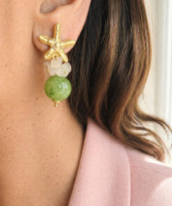 Alternative view of Peridot Drop Earrings with Rose Quartz
