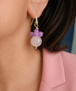 Alternative view of Orecchini Pendenti con Quarzo Rosa e Giada Kunzite