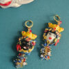 Orecchini Pendenti con Teste di Moro in Ceramica di Caltagirone Dipinta a Mano e Cristalli Swarovski