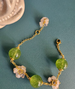 Alternative view of Bracciale a Catena con Peridoto e Quarzo Rosa