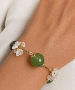 Bracciale a Catena con Peridoto e Quarzo Rosa
