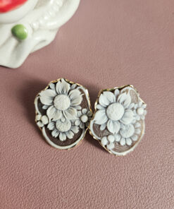 Alternative view of Shell Floral Cameo Stud Earrings
