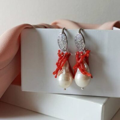 925 Baroque pearl drop earrings