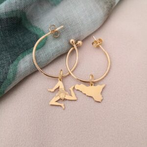 925 Hoop Earrings with Trinacria charm and Sicily charm