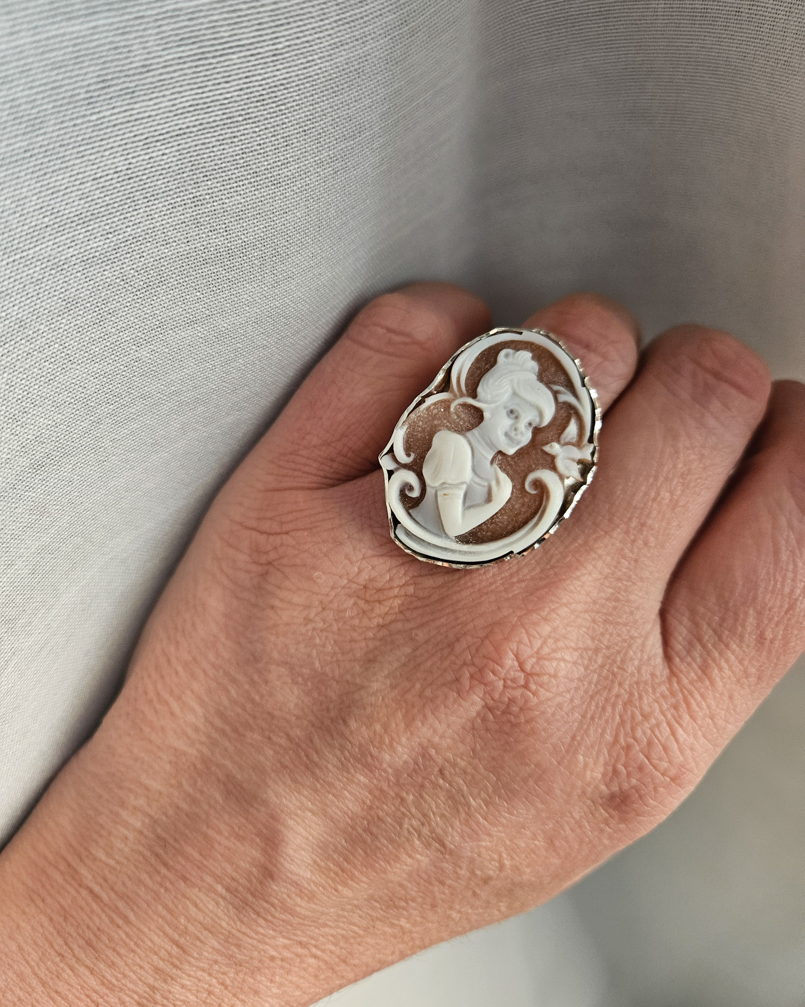 Anello Vittoriano in Argento 925 con Cammeo di Torre del Greco 3