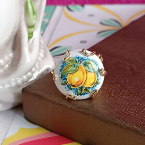 Anello con mattonella in ceramica di caltagirone 1