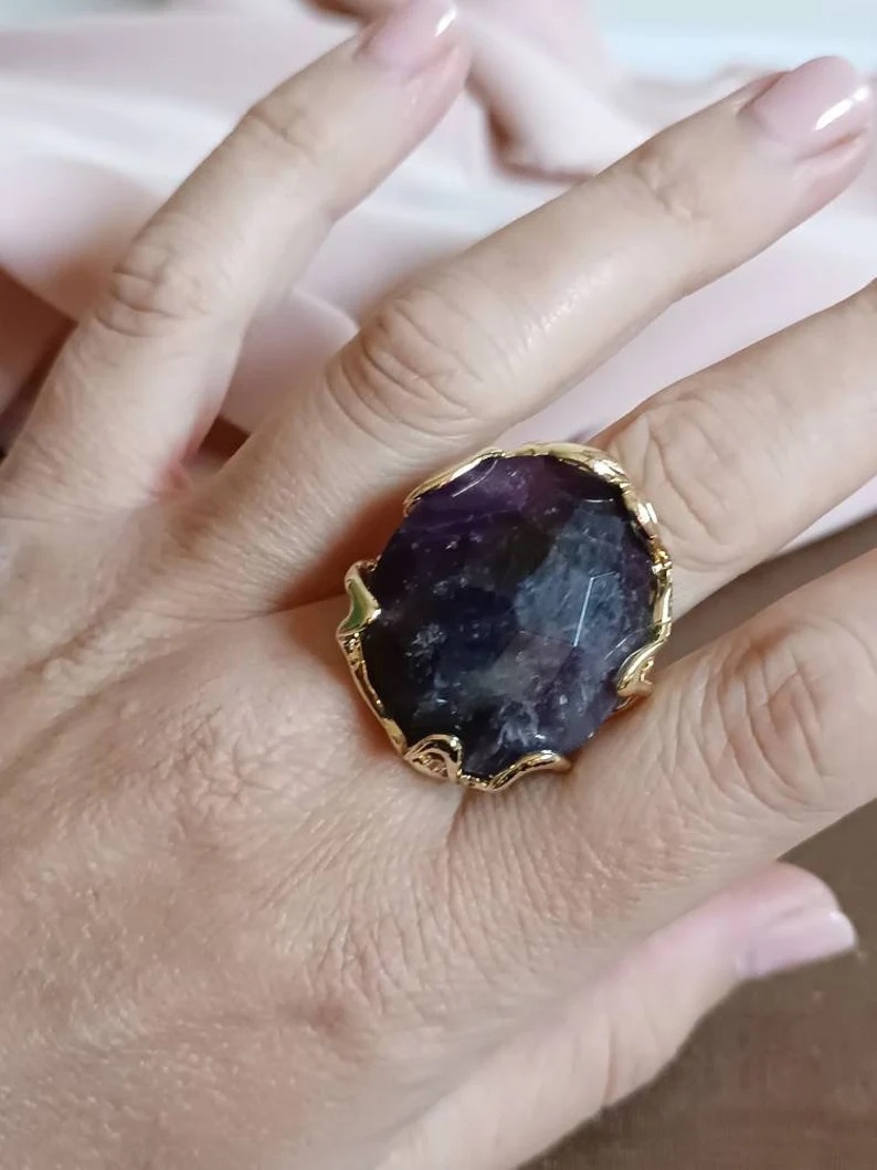 Anello in Ottone con Ametista 1