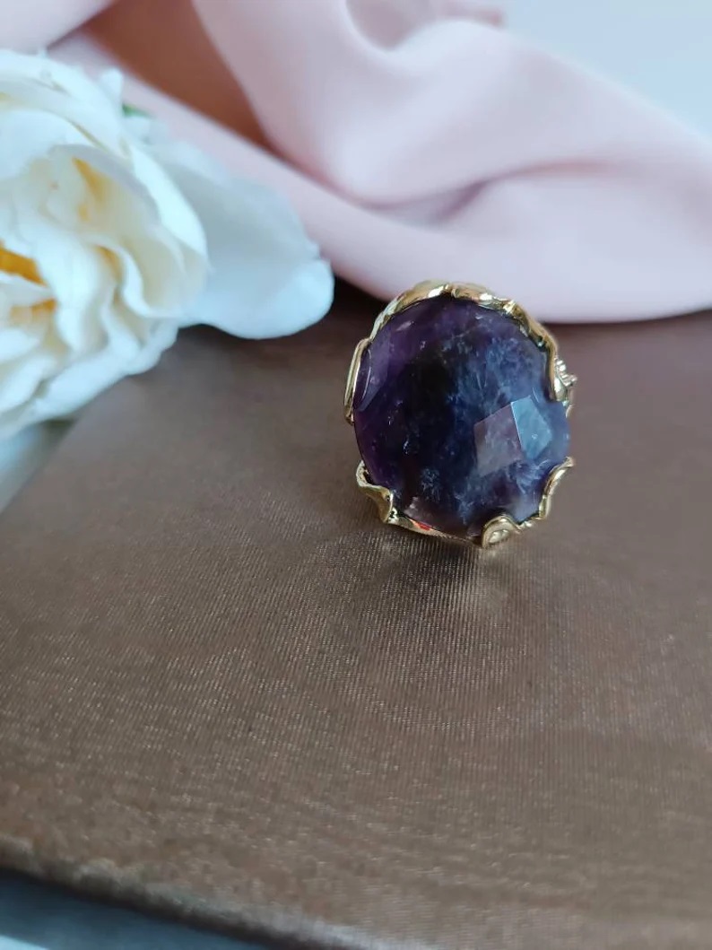 Anello in Ottone con Ametista 2