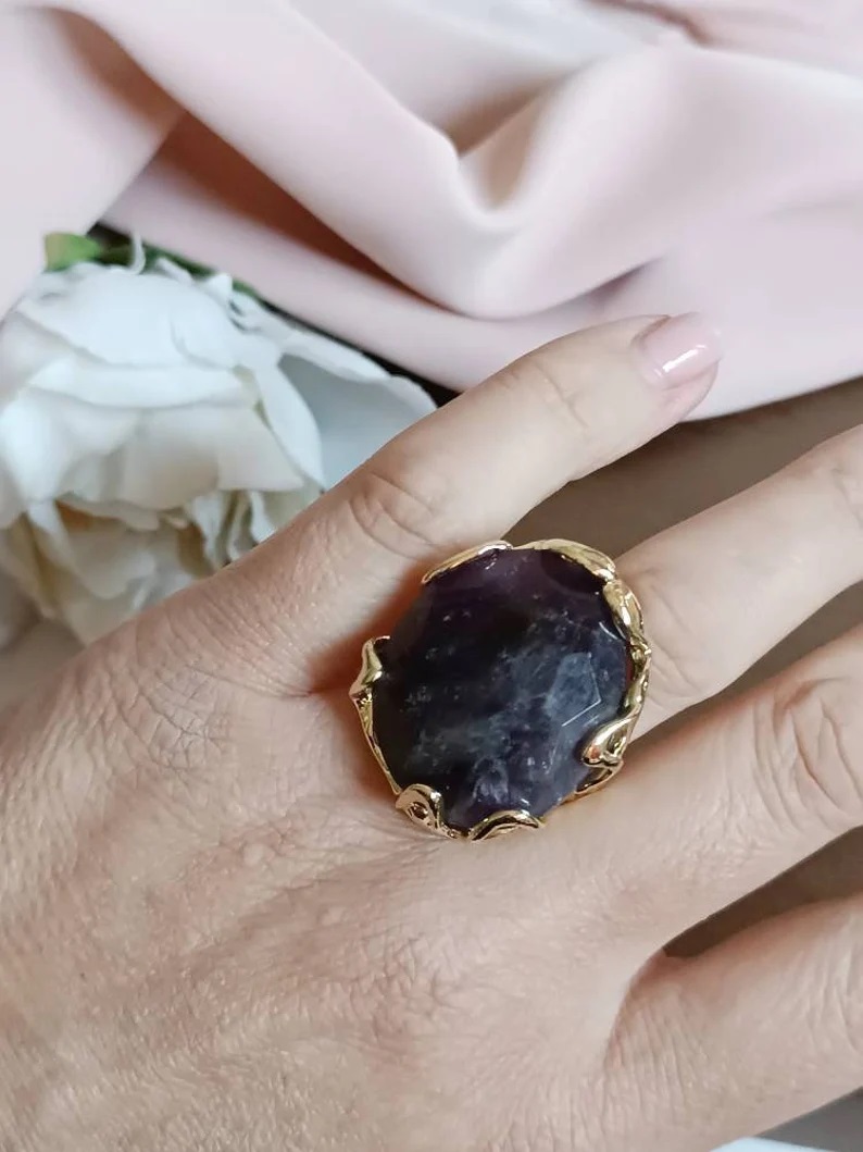 Anello in Ottone con Ametista 3