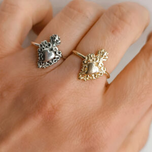 Anello in argento 925 con cuore sacro centrale 15