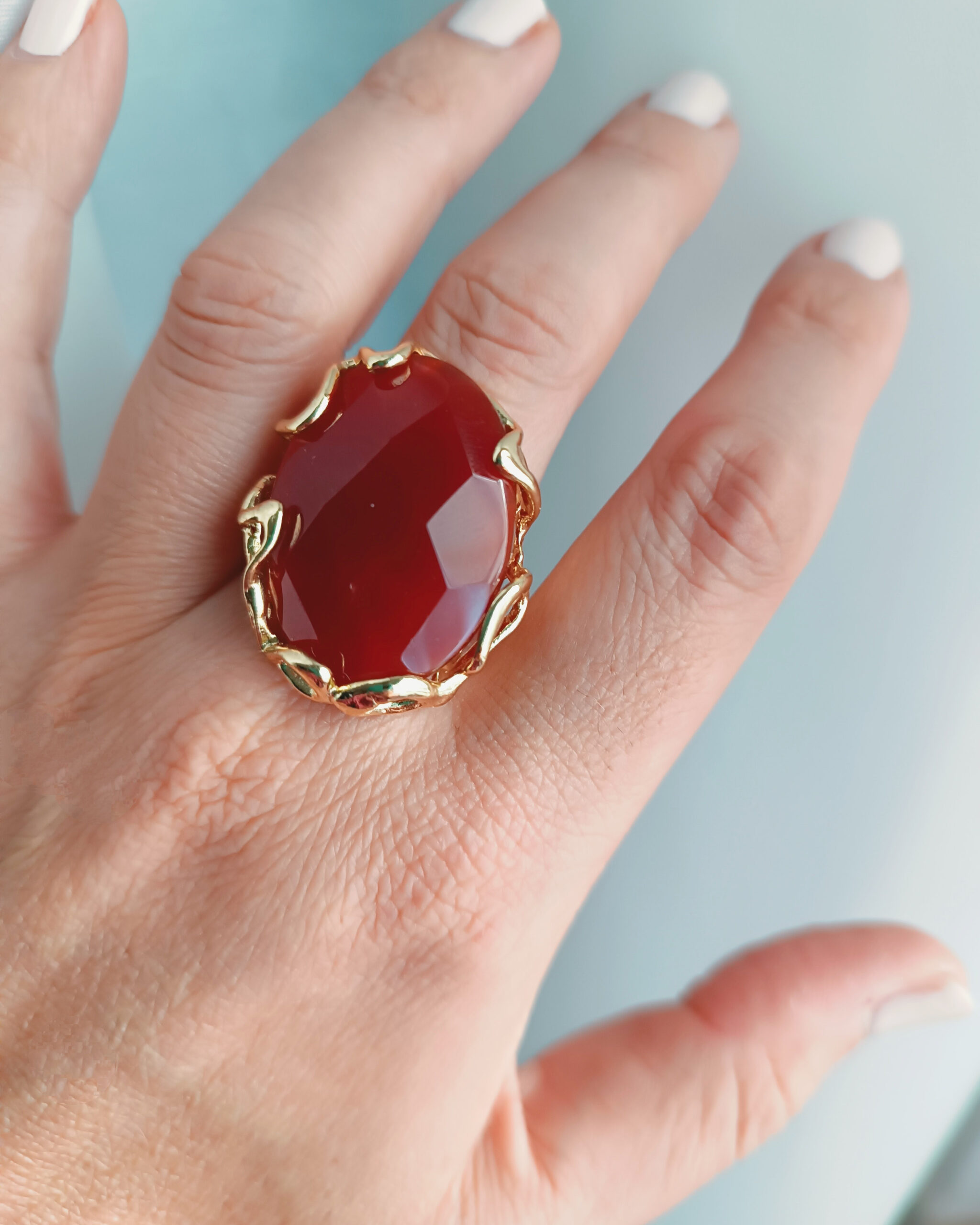 Anello ovale con corniola 5