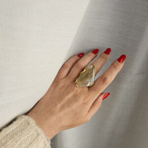 Anello ovale con diaspro oceanico naturale 2