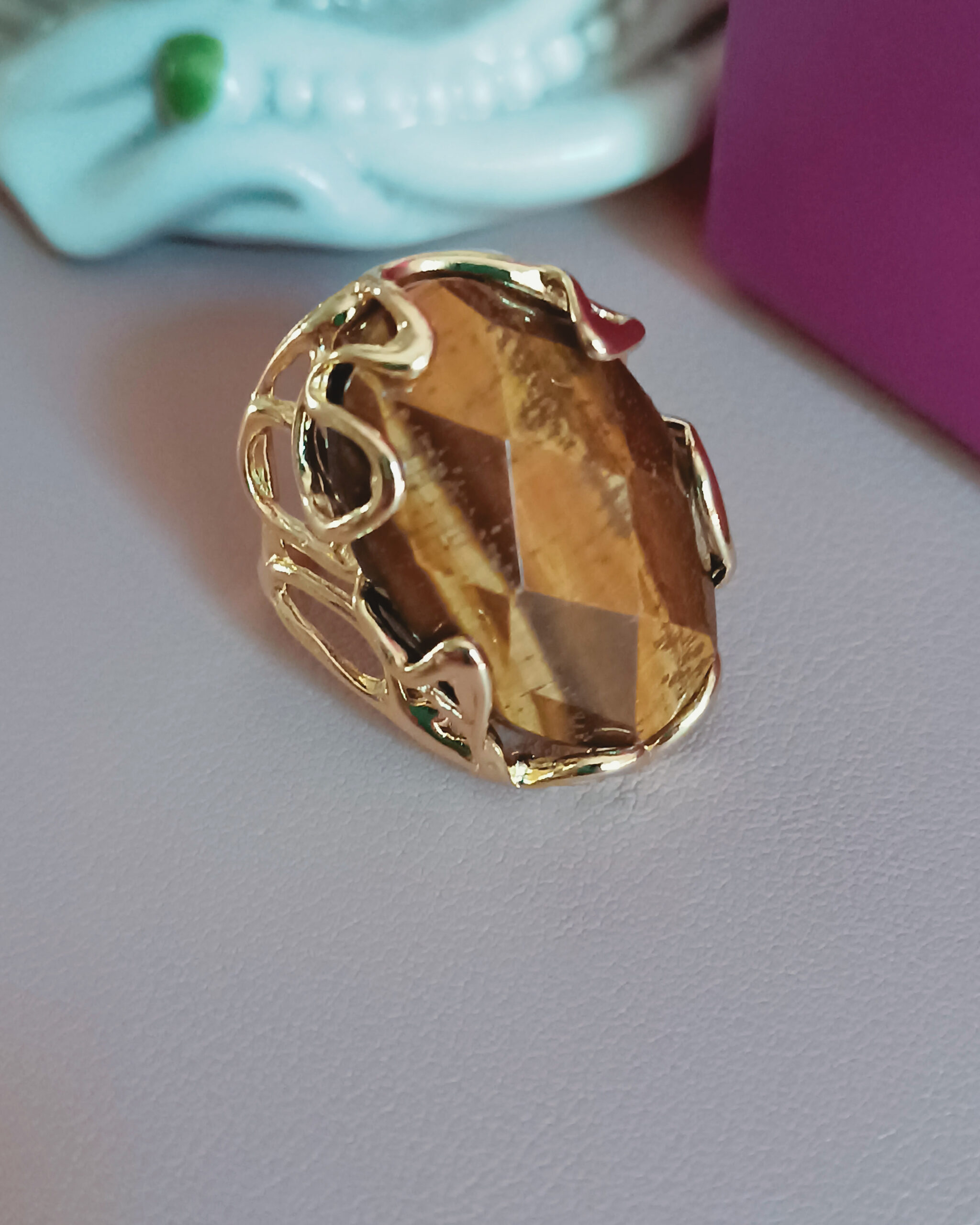Anello ovale con pietra occhio di tigre 4