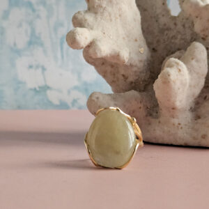 Anello ovale in argento 925 con pietra di Acquamarina naturale