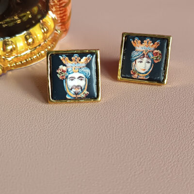 Anello quadrato con mattonelle in ceramica di caltagirone 1