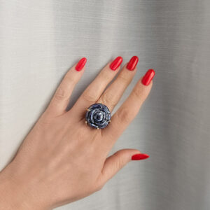Anello rosa ceramica blu