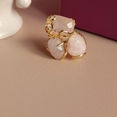 Anello triplo con quarzo rosa 2