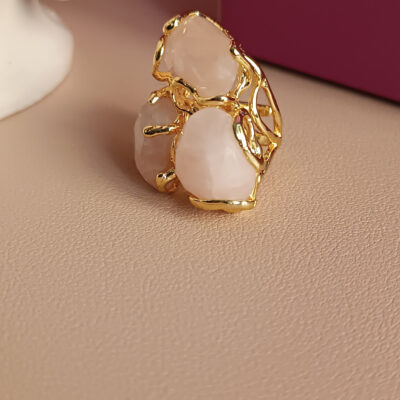 Anello triplo con quarzo rosa