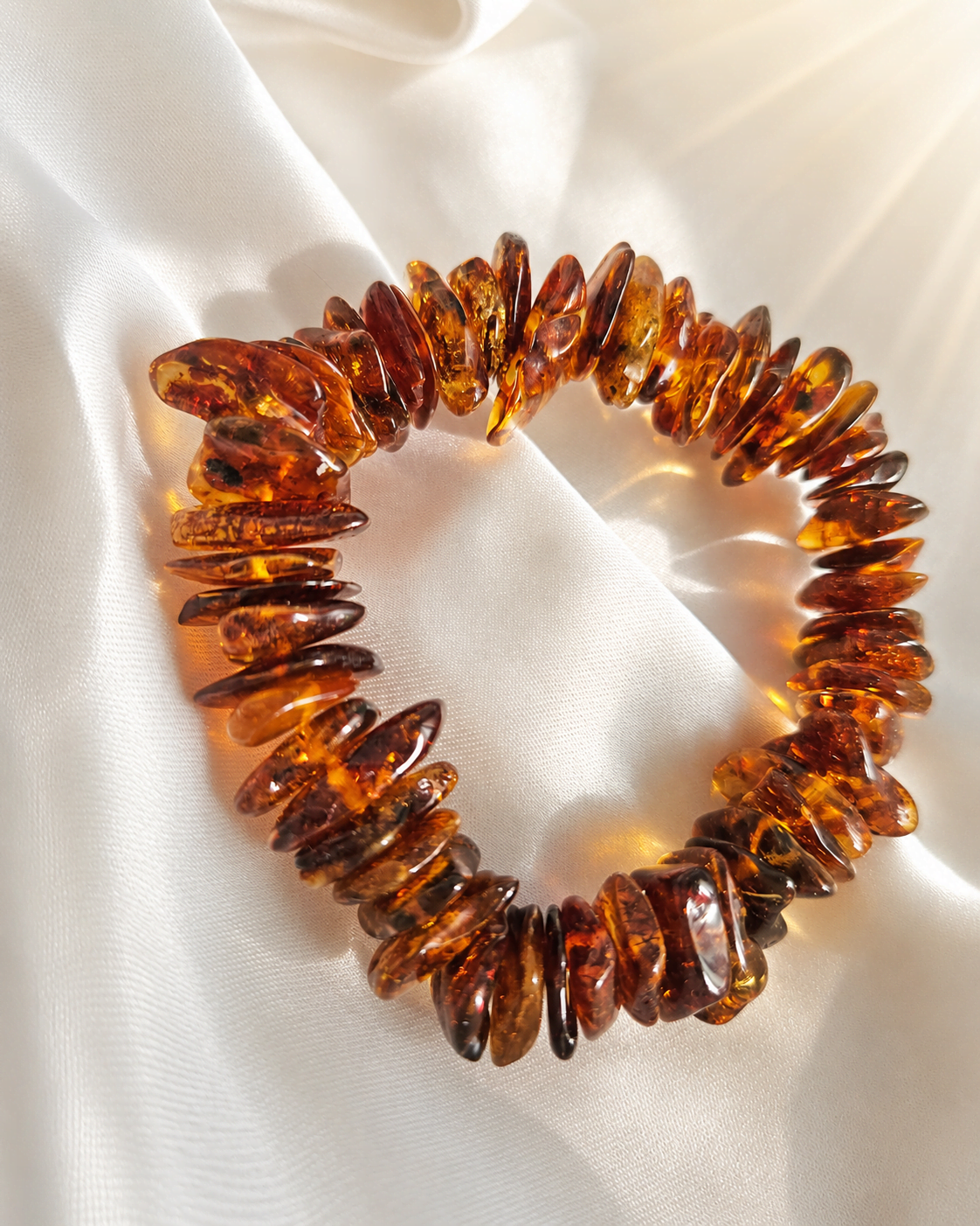 Bracciale Elastico con Rondelle di Ambra del Baltico 1