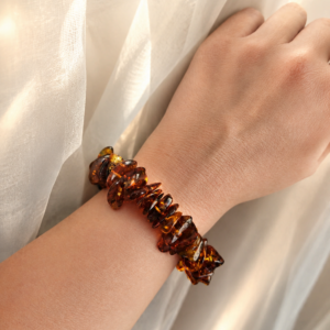 Bracciale Elastico con Rondelle di Ambra del Baltico