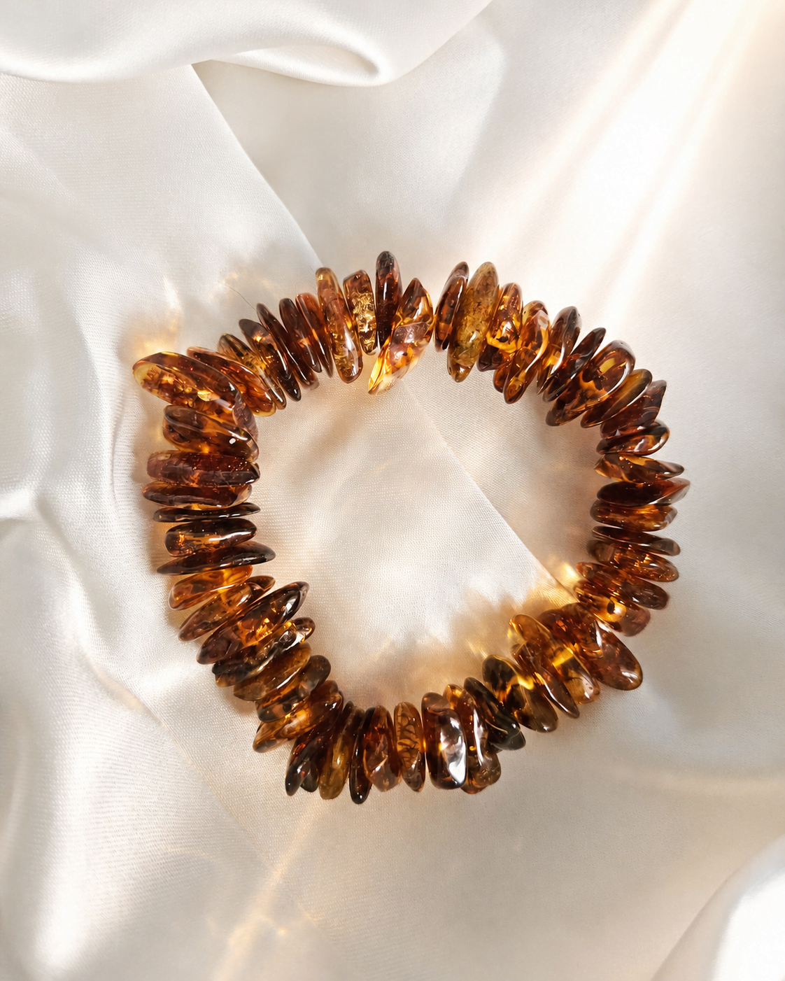 Bracciale Elastico con Rondelle di Ambra del Baltico
