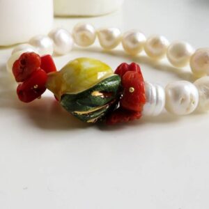 Bracciale di perle con limone in ceramica di caltagirone