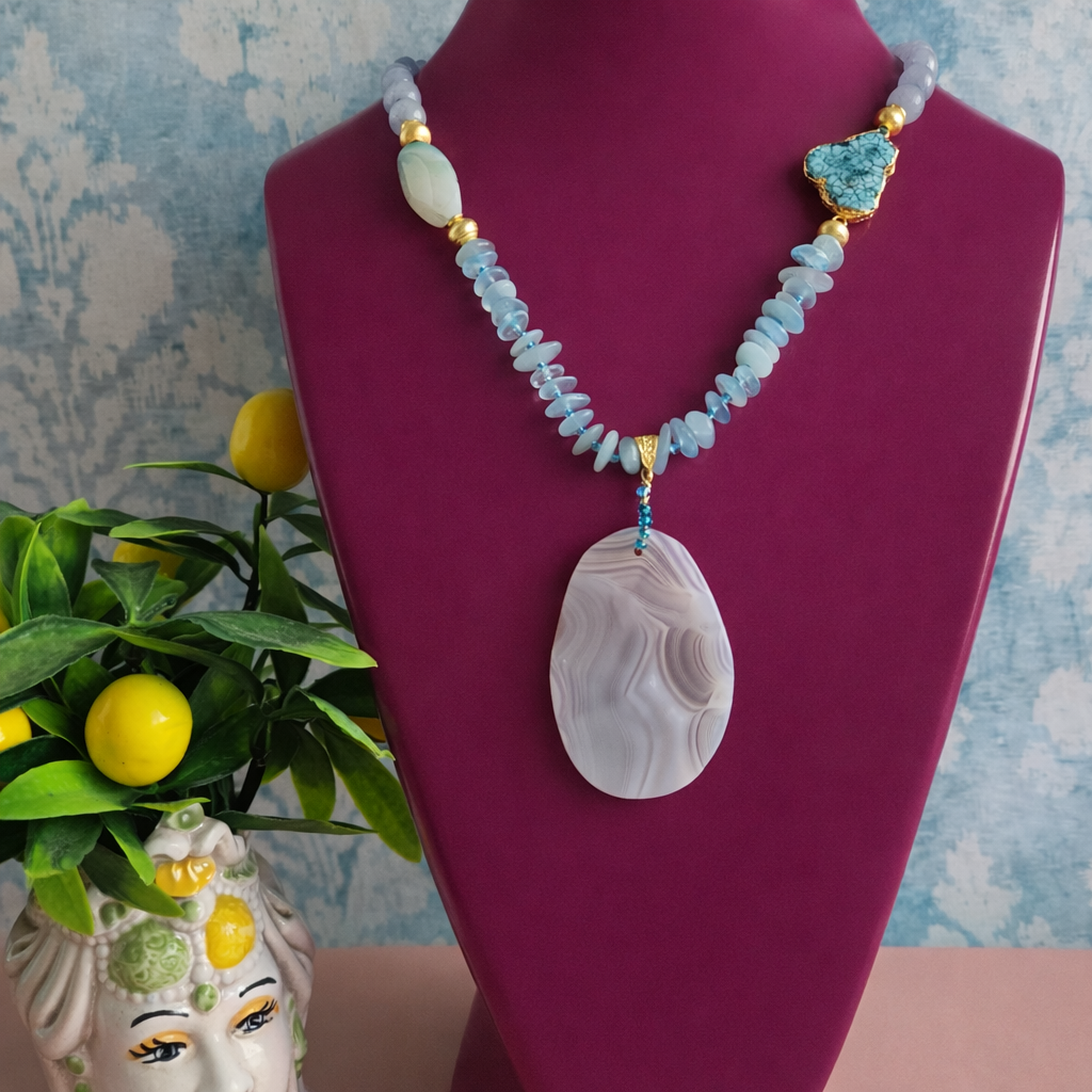 Collana Decollete con Agata Azzurra