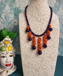 Collana Decollete con Ametista e Corallo Naturale Rosso