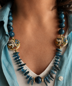 Collana Decollete con Apatite e Ceramica di Caltagirone