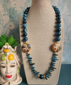 Alternative view of Collana Decollete con Apatite e Ceramica di Caltagirone