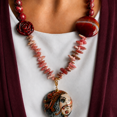 Collana Lunga con Agata Oceanica