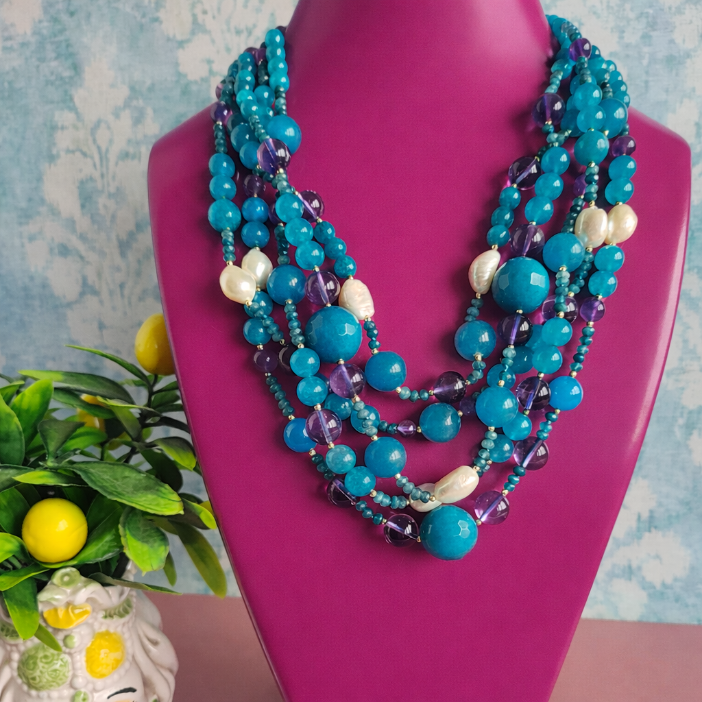 Collana Multifilo con Giada Turchese