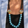 Collana NOSTALGIA con Pietra Lavica, Angelite e Ceramica di Caltagirone