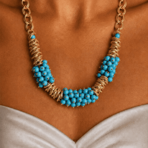 Collana a Catena con Grappoli di Pasta di Turchese