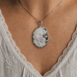 Collana a Catena in Argento 925 con Cammeo Natività Autentico di Torre del Greco