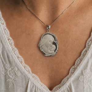 Collana a Catena in Argento 925 con Cammeo Natività Autentico di Torre del Greco
